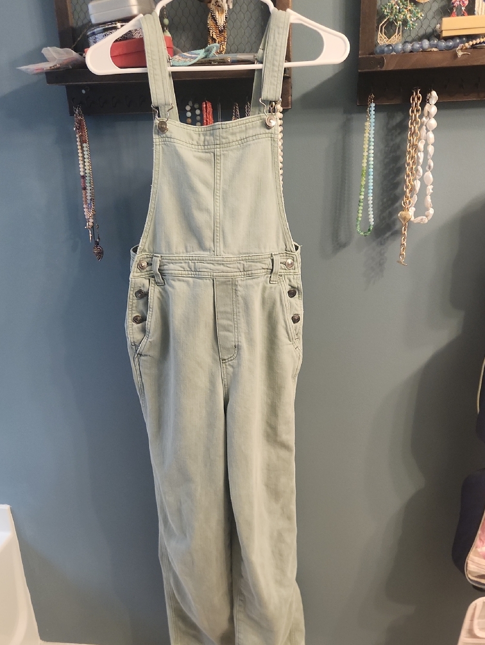 Aerie Light Sage Green Cotton Overall Jumpsuit